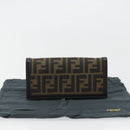FENDI Zucca Canvas Long Wallet Black Brown Auth 192212V-25