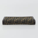 FENDI Zucca Canvas Long Wallet Black Brown Auth 192212V-6