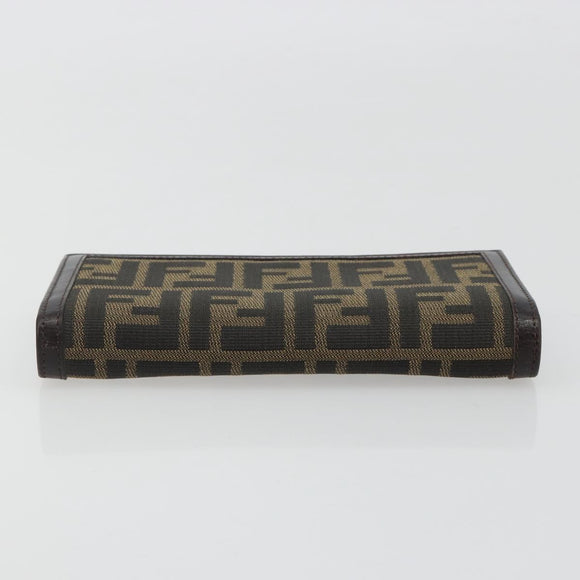 FENDI Zucca Canvas Long Wallet Black Brown Auth 192212V