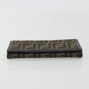 FENDI Zucca Canvas Long Wallet Black Brown Auth 192212V-7