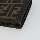FENDI Zucca Canvas Long Wallet Black Brown Auth 192212V-8