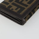 FENDI Zucca Canvas Long Wallet Black Brown Auth 192212V-9