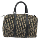 Christian Dior Trotter Canvas Boston Bag Navy Silver Auth 192214-2