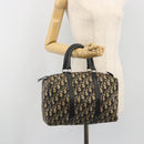 Christian Dior Trotter Canvas Boston Bag Navy Silver Auth 192214-20