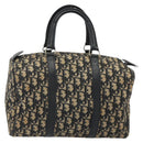 Christian Dior Trotter Canvas Boston Bag Navy Silver Auth 192214-3