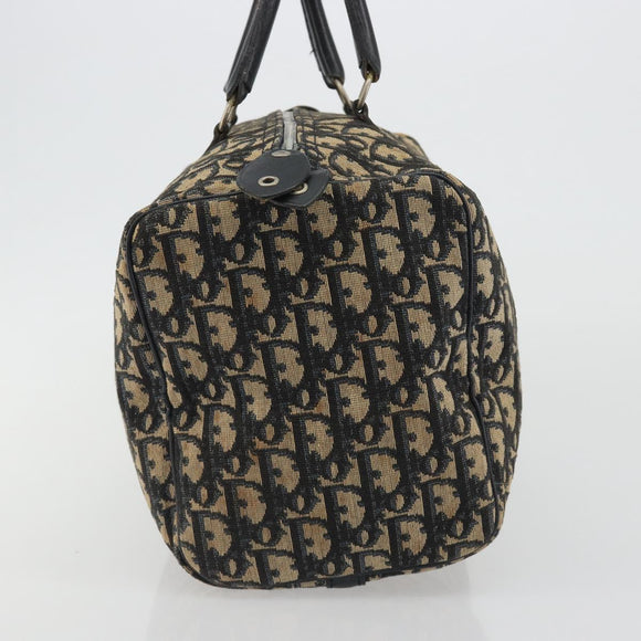 Christian Dior Trotter Canvas Boston Bag Navy Silver Auth 192214