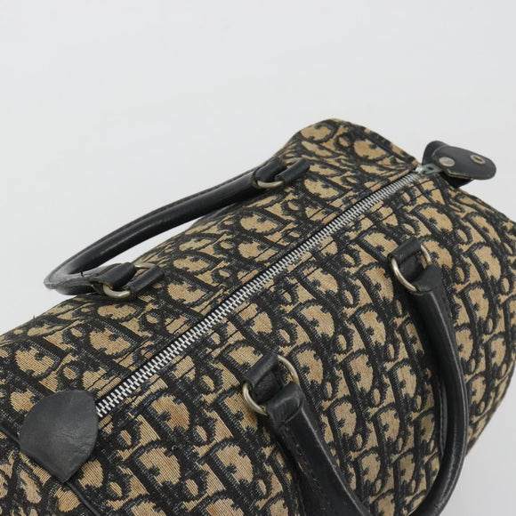Christian Dior Trotter Canvas Boston Bag Navy Silver Auth 192214