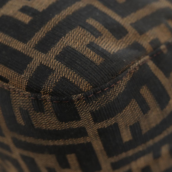 FENDI Zucca Canvas Mamma Baguette Shoulder Bag Brown Black Auth 192220V