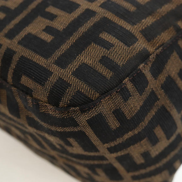 FENDI Zucca Canvas Mamma Baguette Shoulder Bag Brown Black Auth 192220V