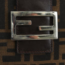 FENDI Zucca Canvas Mamma Baguette Shoulder Bag Brown Black Auth 192220V-19