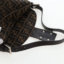 FENDI Zucca Canvas Mamma Baguette Shoulder Bag Brown Black Auth 192220V-20