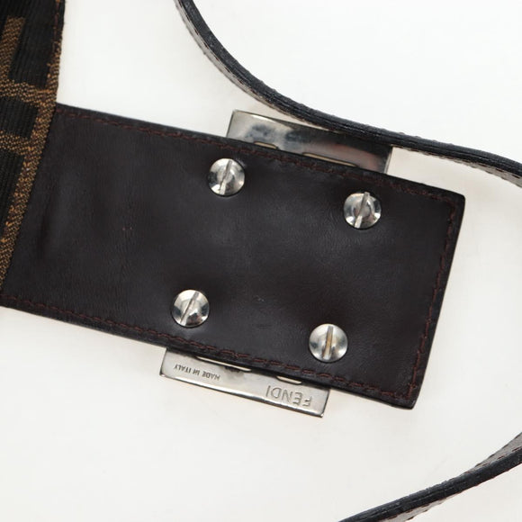 FENDI Zucca Canvas Mamma Baguette Shoulder Bag Brown Black Auth 192220V