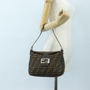 FENDI Zucca Canvas Mamma Baguette Shoulder Bag Brown Black Auth 192220V-26