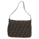 FENDI Zucca Canvas Mamma Baguette Shoulder Bag Brown Black Auth 192220V-2