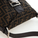 FENDI Zucca Canvas Mamma Baguette Shoulder Bag Brown Black Auth 192220V-6