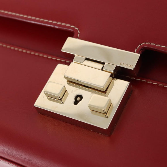 GUCCI Ready Lock Shoulder Bag Leather Red Gold 001 4214 Auth 192221V