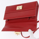 GUCCI Ready Lock Shoulder Bag Leather Red Gold 001 4214 Auth 192221V-17