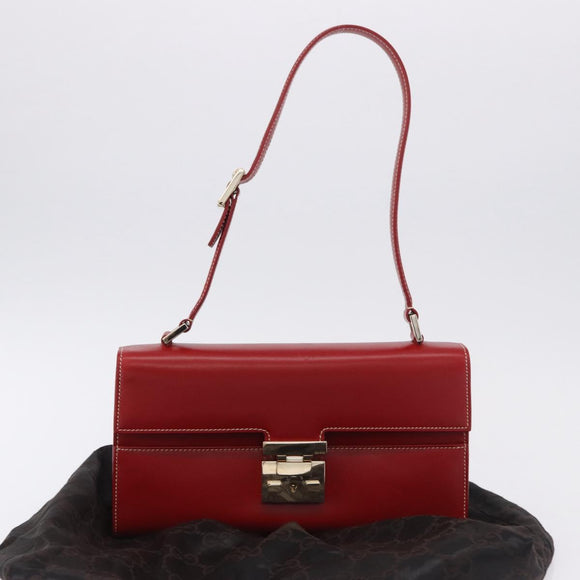 GUCCI Ready Lock Shoulder Bag Leather Red Gold 001 4214 Auth 192221V