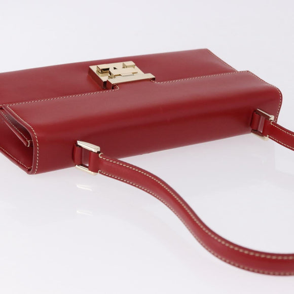 GUCCI Ready Lock Shoulder Bag Leather Red Gold 001 4214 Auth 192221V