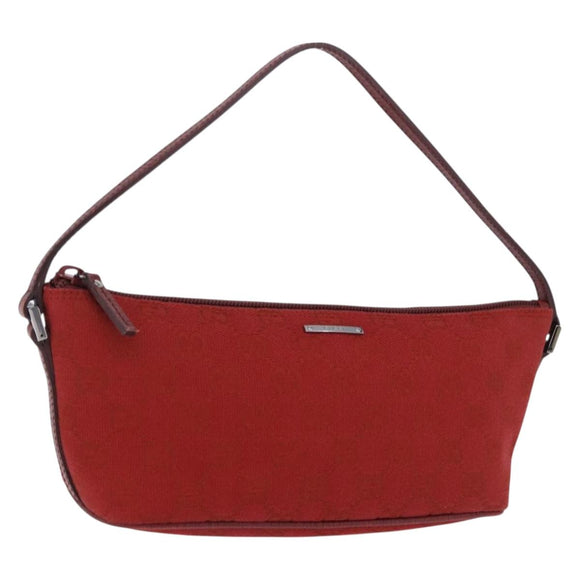 GUCCI GG Canvas Accessory Pouch Red Silver 07198 Auth 192222V