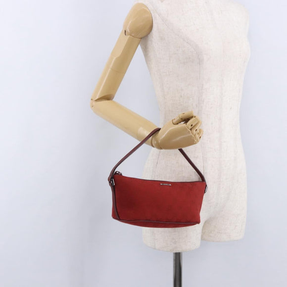 GUCCI GG Canvas Accessory Pouch Red Silver 07198 Auth 192222V