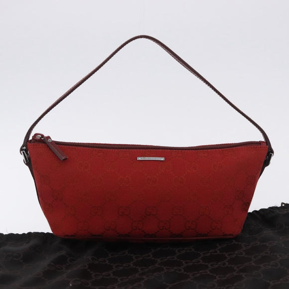 GUCCI GG Canvas Accessory Pouch Red Silver 07198 Auth 192222V