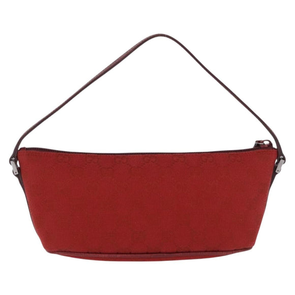 GUCCI GG Canvas Accessory Pouch Red Silver 07198 Auth 192222V
