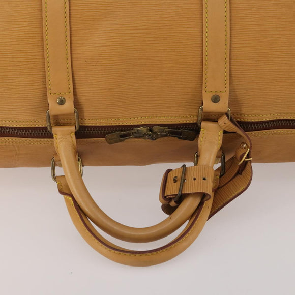 LOUIS VUITTON Epi Keepall 60 Boston Bag Brown Zipangu Gold M42948 LV Auth 192224