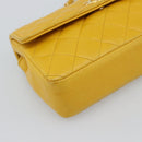CHANEL Matelasse Chain Shoulder Bag Lamb Skin Yellow Gold CC Auth 192225-11