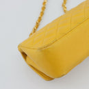 CHANEL Matelasse Chain Shoulder Bag Lamb Skin Yellow Gold CC Auth 192225-13