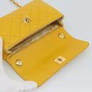 CHANEL Matelasse Chain Shoulder Bag Lamb Skin Yellow Gold CC Auth 192225-15