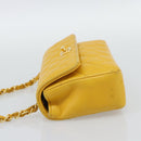 CHANEL Matelasse Chain Shoulder Bag Lamb Skin Yellow Gold CC Auth 192225-4