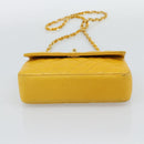 CHANEL Matelasse Chain Shoulder Bag Lamb Skin Yellow Gold CC Auth 192225-9