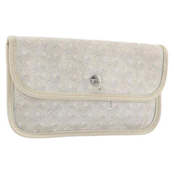 GOYARD Herringbone Pouch PVC White Auth 192230