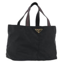 PRADA Tote Bag Nylon Black Gold Auth 192232A-1