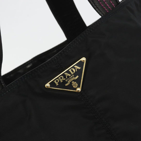 PRADA Tote Bag Nylon Black Gold Auth 192232A