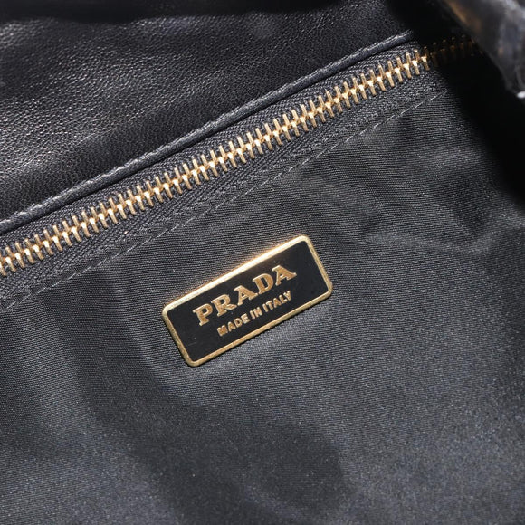 PRADA Tote Bag Nylon Black Gold Auth 192232A