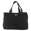PRADA Tote Bag Nylon Black Gold Auth 192232A-2