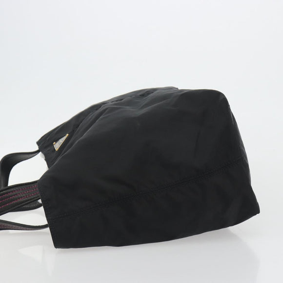 PRADA Tote Bag Nylon Black Gold Auth 192232A