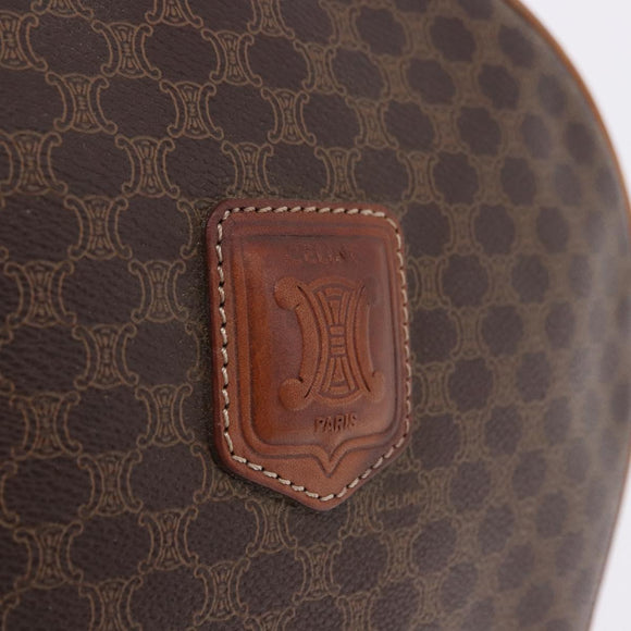 CELINE Macadam Canvas Hand Bag PVC Leather 2way Brown Gold Auth 192234