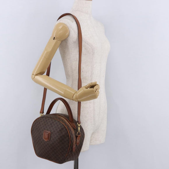 CELINE Macadam Canvas Hand Bag PVC Leather 2way Brown Gold Auth 192234