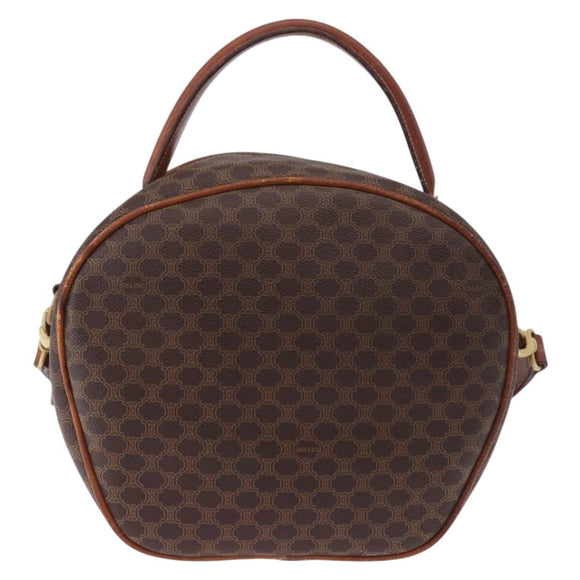 CELINE Macadam Canvas Hand Bag PVC Leather 2way Brown Gold Auth 192234