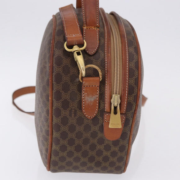 CELINE Macadam Canvas Hand Bag PVC Leather 2way Brown Gold Auth 192234