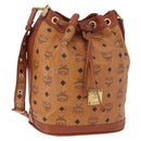 MCM Vicetos Logogram Shoulder Bag PVC Leather Brown Gold Auth 192235-1