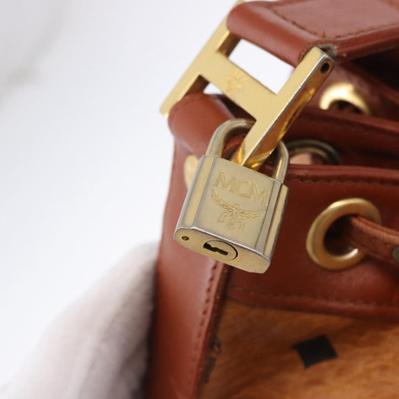 MCM Vicetos Logogram Shoulder Bag PVC Leather Brown Gold Auth 192235