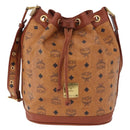 MCM Vicetos Logogram Shoulder Bag PVC Leather Brown Gold Auth 192235-2