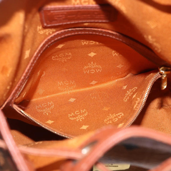 MCM Vicetos Logogram Shoulder Bag PVC Leather Brown Gold Auth 192235