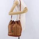 MCM Vicetos Logogram Shoulder Bag PVC Leather Brown Gold Auth 192235-23