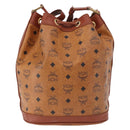 MCM Vicetos Logogram Shoulder Bag PVC Leather Brown Gold Auth 192235-3