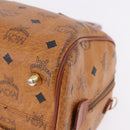 MCM Logogram Vicetos Boston Bag PVC Leather Brown Gold Auth 192236-12